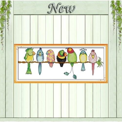Colorful Parrots animal birds cartoon Decor counted printed on canvas DMC 11CT 14CT kits Cross Stitch embroidery needlework Sets