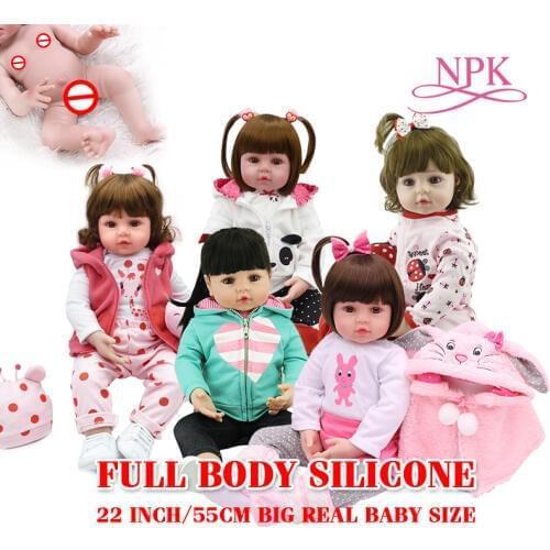 55CM full body soft silicone real baby size reborn toddler girl princess doll bath toy Bonecas girl menina de silicone
