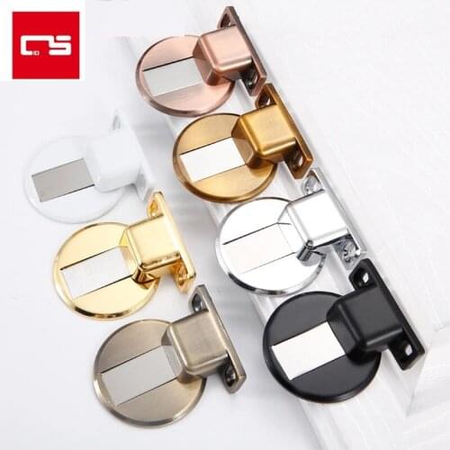 Door Stopper Magnetic Hidden Door Stops Non-Punch Waterproof Steel Floor Doorstop for Furniture Hardware Tools Black Door Holder