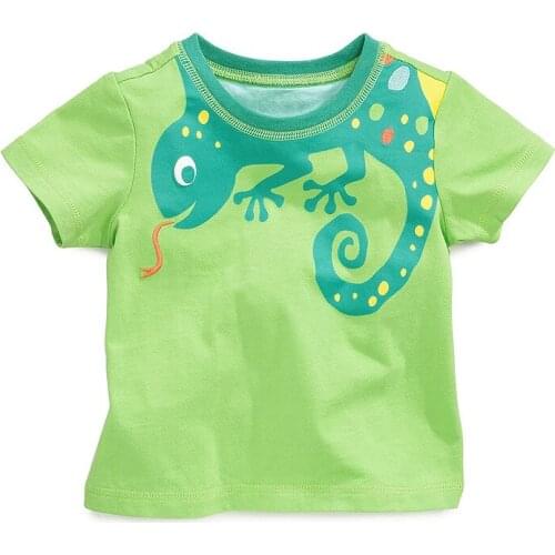 Little Maven New Summer Kids Clothing Short O-neck Green Gecko Knitted Cartoon Animal Cotton Quality Boys Casual Tshirt Tee