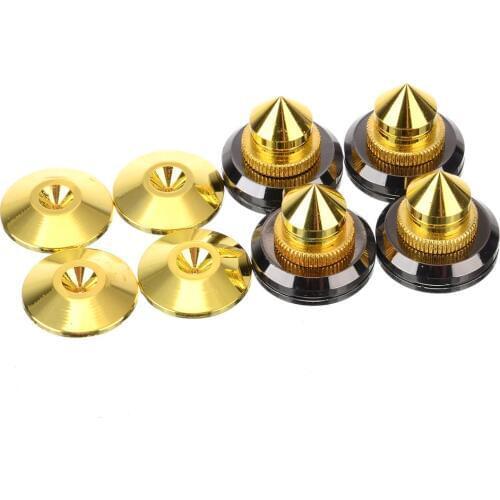 MAYITR 4sets M6 Metal Speaker Spike Amplifier Turntable Stand High Quality Copper Isolation Cones Stand Feet+Base Pads
