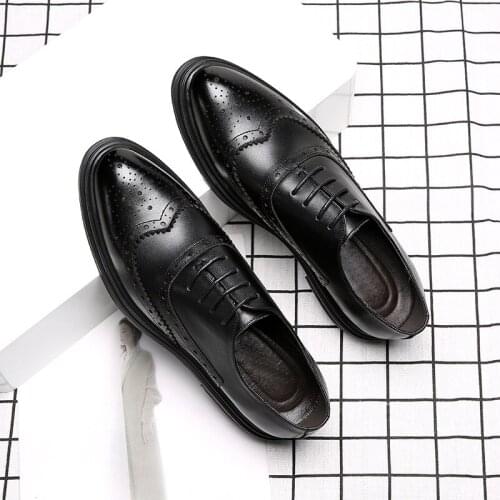 Men Brogue Shoes Genuine Leather Formal Shoes for Men Italian Shoe Handmade Wedding Dress Business Oxford Male Formal Shoes