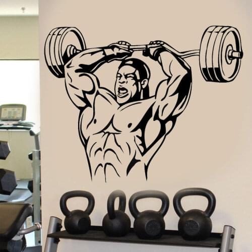 Gym Wall Decal Lifting Fitness Motivation Muscle Barbell Gym Crossfit Sport Vinyl Sticker Poster Workout Inspirational Deco E141
