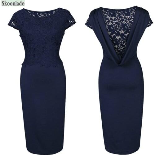 Womens latest short-sleeved round neck, thin, noble, elegant, slim, pure color waist lace dress