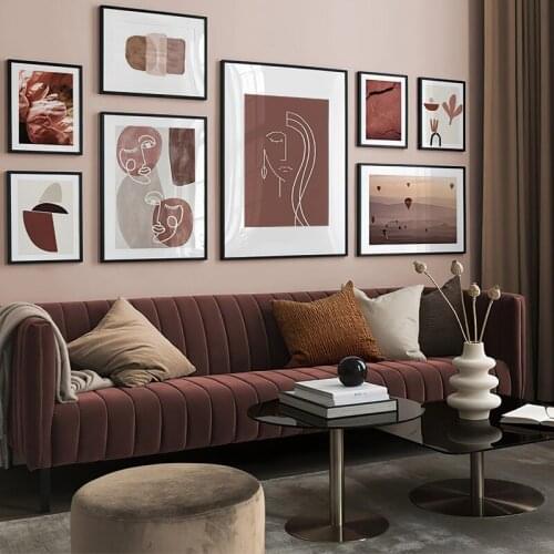 Pink Flowers Poster Abstract Portrait Line Drawing Wall Art Pictures Posters And Prints Canvas Painting Decore Home Decoration