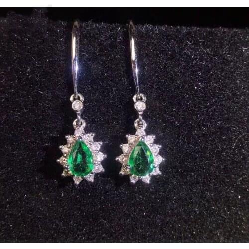 Simple and delicate, precious gemstone Natural emerald earrings, Colombian emeralds, professional natural gem shop, 925 silver