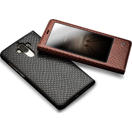 QIALINO Luxury Leather Case for Huawei Mate 9 Genuine Leather Ultrathin Flip Cover for Huawei Mate 9 Sleep Wake Function 5.5inch