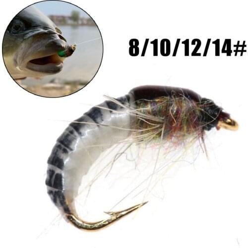 Realistic Nymph Scud Fly For Trout Fishing Artificial Insect Bait Lure Simulated Scud Worm Fishing Lure To Catch Salmon Trout
