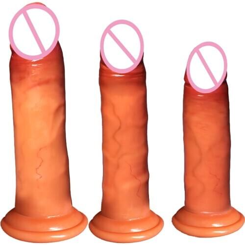 Realistic Dildos Sliding Foreskin Penis Huge Dildo Females Masturbation With Suction Cup Fake Dick Lesbian Sex Toys For Women