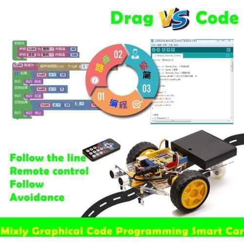 Cheapest Graphical Programming Smart Car Mixly Kit Stem Maker Teaching Aid Compatible With Arduino Robot Diy Toy Parts