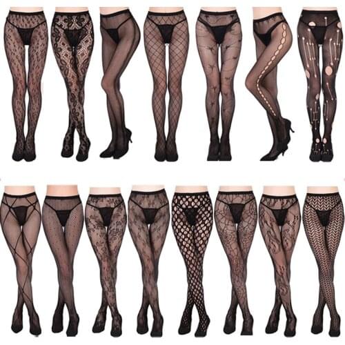Sexy Stockings Multi Type Lace Fishnet Mesh Stockings Women Girl Hollow Out Tight Slim Pantyhose Meias Hosiery Exotic Apparel
