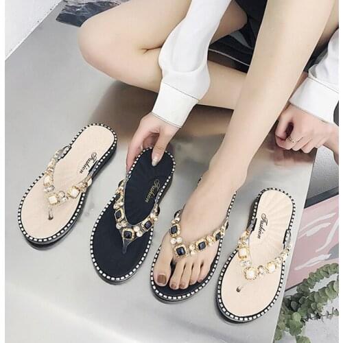 Slides Women Flip Flops Shoes Slippers Rhinestones Shoes Sandals Ladies Slide Beach Diamond Slipper Flip-flop Summer Sandals