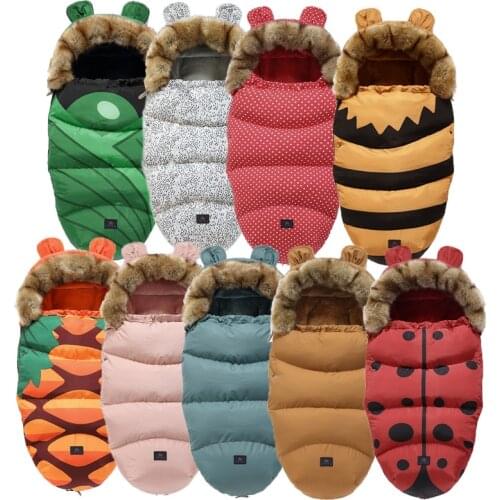 0-24M Baby Sleeping Bag Stroller Winter Windproof Thick Sleep sacks For Infant wheelchair envelopes newborns Cocoon For Newborns