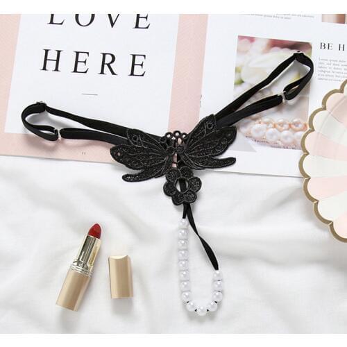 New Sexy Womens Underwear Female Lace G String Thongs ladies Embroidery pearl Panties Temptation Low-waist Briefs Sexy Lingerie