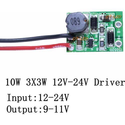 5PCS 10PCS 12V 24V 10W LED Driver for 3x3W 9-12V 900mA high Power 10w led chip transformer for spot light/flood light