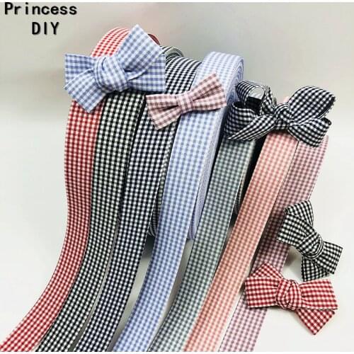 5Meter 10 25 40mm Woven Cotton Black Red Plaid Ribbon 3/8" 1" 1.5 Cloth Layering Tape Bias DIY Hair Bow Tie Accessories Material