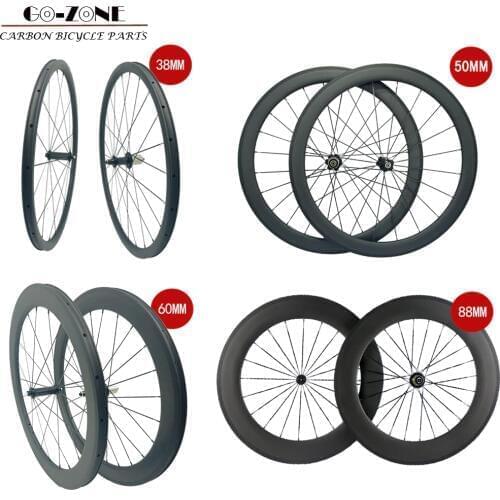 Carbon wheels 38mm 50mm 60mm 88mm carbon road wheels 700c clincher carbon wheelset bike wheels chinese carbon wheels