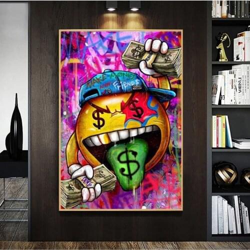 Street graffiti art money on the tongue and prints mural pictures for the living room childrens room home decor poster