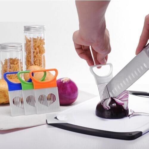 High Quality Stainless Steel Easy Cut Onion Slicer Holder Fork Vegetable Tomato Meat Frok Holder Slicer Kitchen Gadgets
