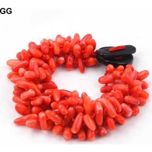 GuaiGuai Jewelry 8" Charming! 5 Rows Orange Coral Bracelet Handmade For Women