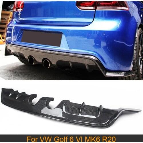 Carbon Fiber Rear Bumper Diffuser Lip Spoiler for VW Golf 6 VI MK6 R20 Bumper 2012-2014 Car Rear Diffuser Not Standard Black FRP
