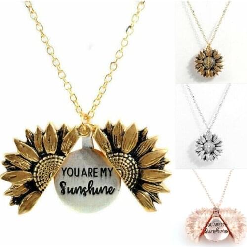 You Are My Sunshine Open Locket Sunflower Necklace Boho Jewelry Stainless Steel Friendship Gifts Bff Letter Necklace Collier