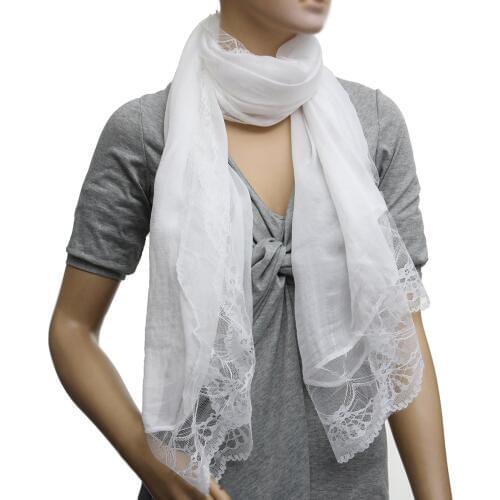 Hot Woman Scarves Chiffon Lace Scarf Wrap Scarf white