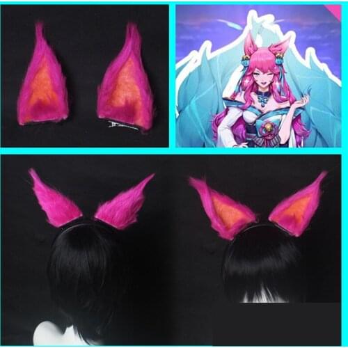 1 Pair Game Character KDA K/DA Ahri Cosplay Ears KDA Hair Clip Cosplay Fox Ears Animal Ear Headwear Cosplay Props