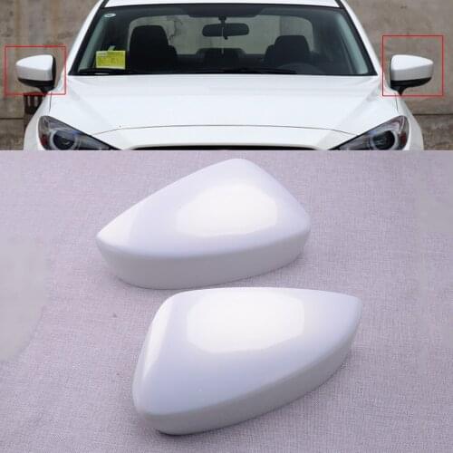 1 Pair ABS White Car Front Side Mirror Cover Cap Fit for Mazda 3 Sport 2017 2018 2019 Accessories