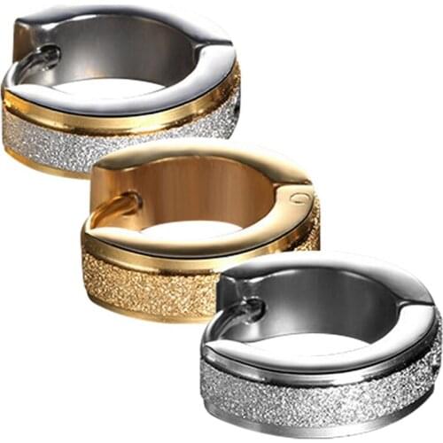 1 Pair Small Thin Earrings for Women Circle Earings Sandblasting Matt Stainless Steel Casual Trendy Female Jewelry