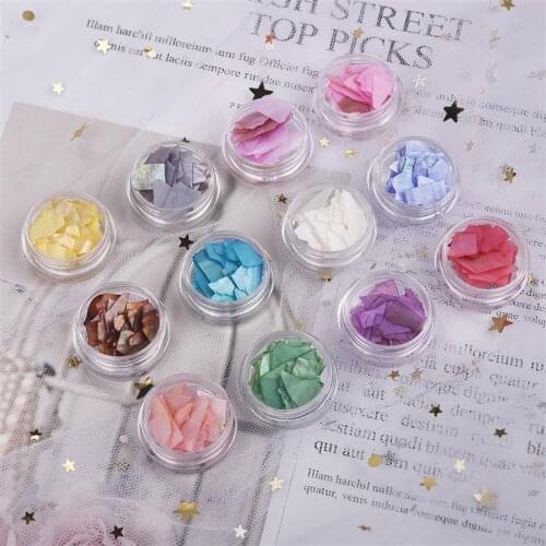 12 Colors Irregular Shell Fragments Abalone Shell Nail Decoration DIY Crystal Epoxy Resin Filler Natural Nail Art Decor