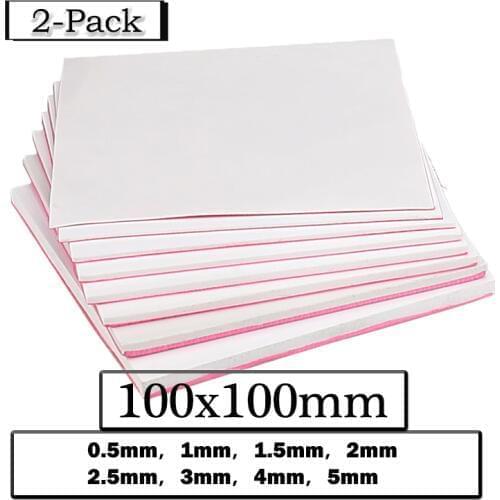 2pcs/lot Gdstime 100mmx100mmx5mm 100*100*0.5mm 1mm 1.5mm 2mm 2.5mm 3mm 4mm 5mm Thickness White Thermal Conductive Silicone Pads