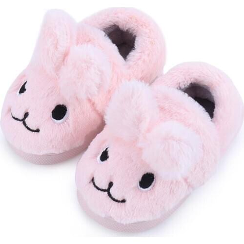 2021 Winter Male Female Baby Slippers Kids Home Plush Flip Flops Girl Cartoon Boy Slipper Indoor House Children Soft Flats Shoes