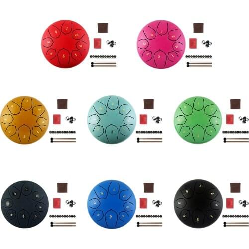 6 inch Steel Tongue Drum Pan Tank Drum with Bag 8 Tune Musical Instrument Hand Lightweight Portable Music Elements