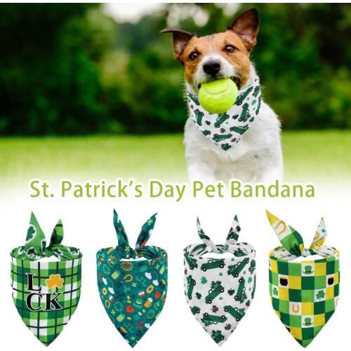 St. Patricks Day Pet Bandanas Lucky Shamrock Bandanna Reversible Triangle Bibs Scarf for Dogs Cats Pets Animals