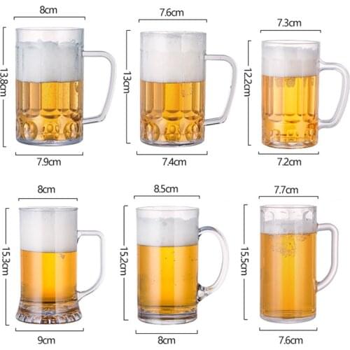 Large Capacity Acrylic Beer Mug Glass Transparent Plastic Anti-drop Bar Glass 400-600ml Juice Cup Draught-beer Cup