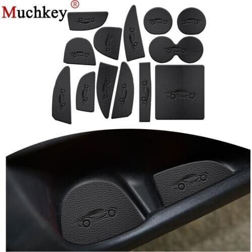PU Leather Car Anti Slip Mat For Infiniti Q50 Q50L Non-Slip Covers Interior Door Mats Cup Pad Door Groove Mat 13 pcs