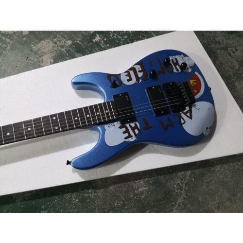 Custom 6 string guitar,little pig veneer,tremolo bridge,H H pickups, metal blue guitar,2 switch