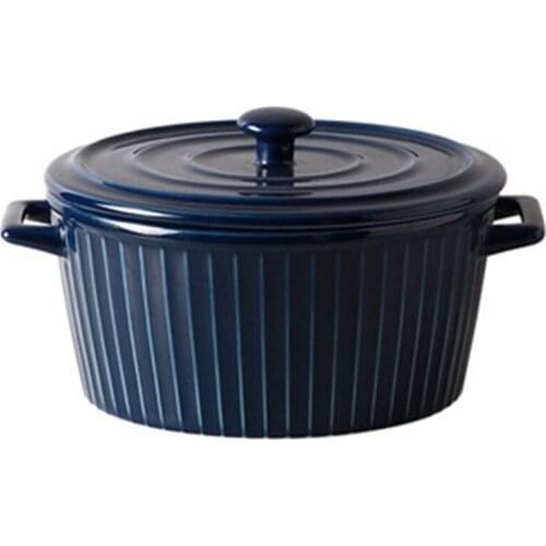Ceramic Casserole with Lid, 1600Ml Ceramic Bakeware Soup Bowl