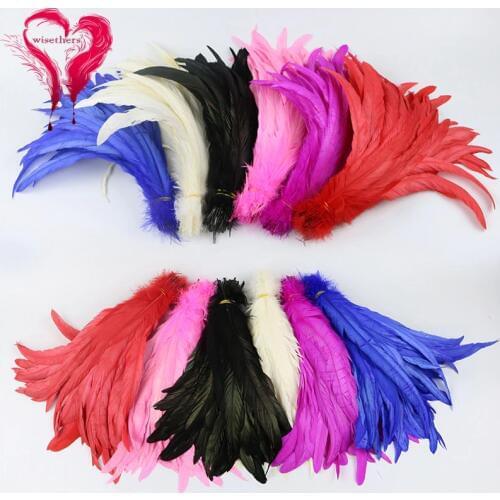 Craft Rooster Tails Dyed Colored Length 25-30CM Cock Feather Tail for Festival Party Clothing Decoration 50PCS Wholesale