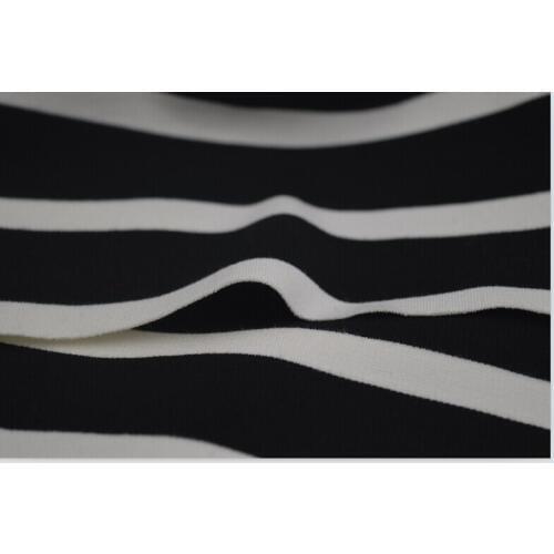 LEO&LIN New Black White Stripes double-sided Cotto Stretch Roman Cloth Spring Autumn Knitted Cotton Skirt Fabric