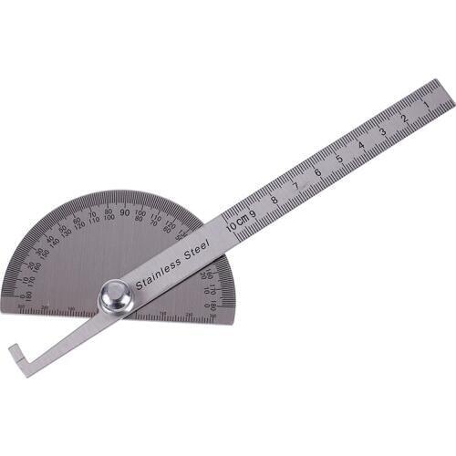 90*150mm Goniometro Ruler Goniometer Stainless Steel Protractor Round Head Angle 180 Degrees Rotation For Handymen Or Builders