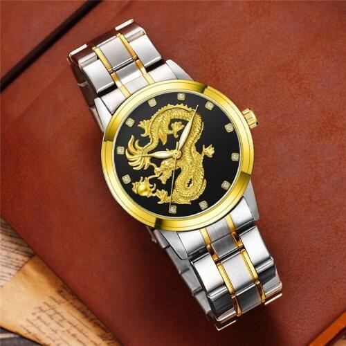 Top brand luxury casual dress Watch men Dragon Quartz Wristwatches Mens Watch relogio masculino date clock mens watches