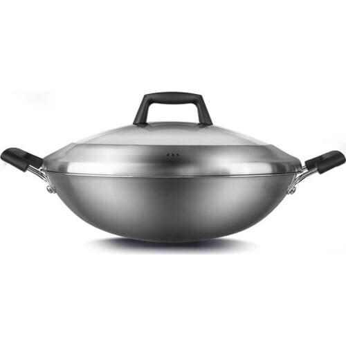 German Sonorous 316 stainless steel honeycomb non-stick household large two ear wok stir-fry round bottom wok with open flame