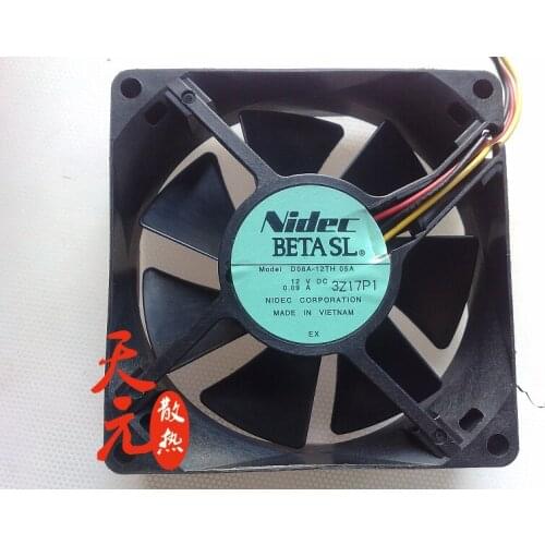 Nidec D08A-12TH DC 12V 0.09A 80x80x25mm 3-Wire Server Cooling Fan