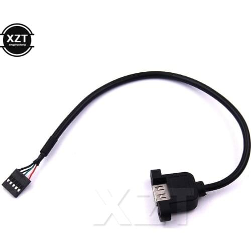 Newest Connector 2.54mm 5pins female to USB A 2.0 female extension cable panel mount screw ear holes 35cm cord Baffle line