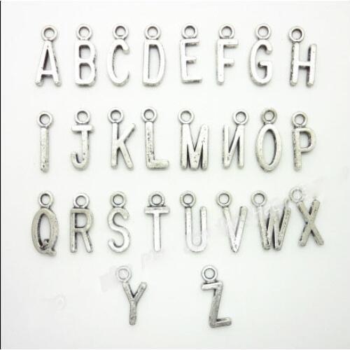 Wholesale 130 Pieces(5 sets/Lot Alloy Metal Diy Jewelry Making Charms Antique Silve plated rLetters Inital Cheap Alphabet Charms