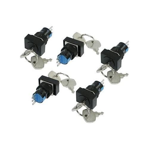 AC 250V Panel SPDT 2 Position Keylock 16mm Push Button Switch w 2 Keys