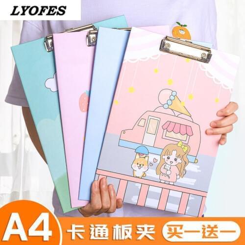 Cute Kawaii A4 Clipboard File Folder Board Writing Pad Clip Board Hard Paper File Folder Clip Stationary School Office Supplies
