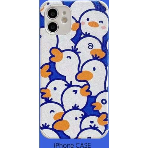Full Screen Duck Phone Case For iPhone 11 12 Pro Max Mini SE 2020 6 7 8 Plus XS X XR High Quality Soft Cases Leather Cover